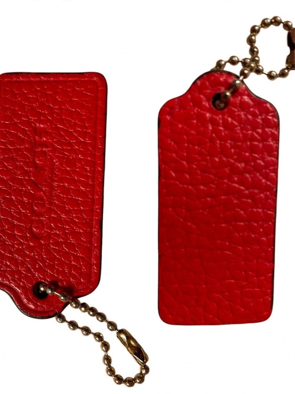 Genuine Coach Red Pebbled Leather Hang Tag